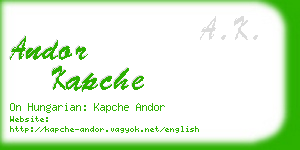 andor kapche business card